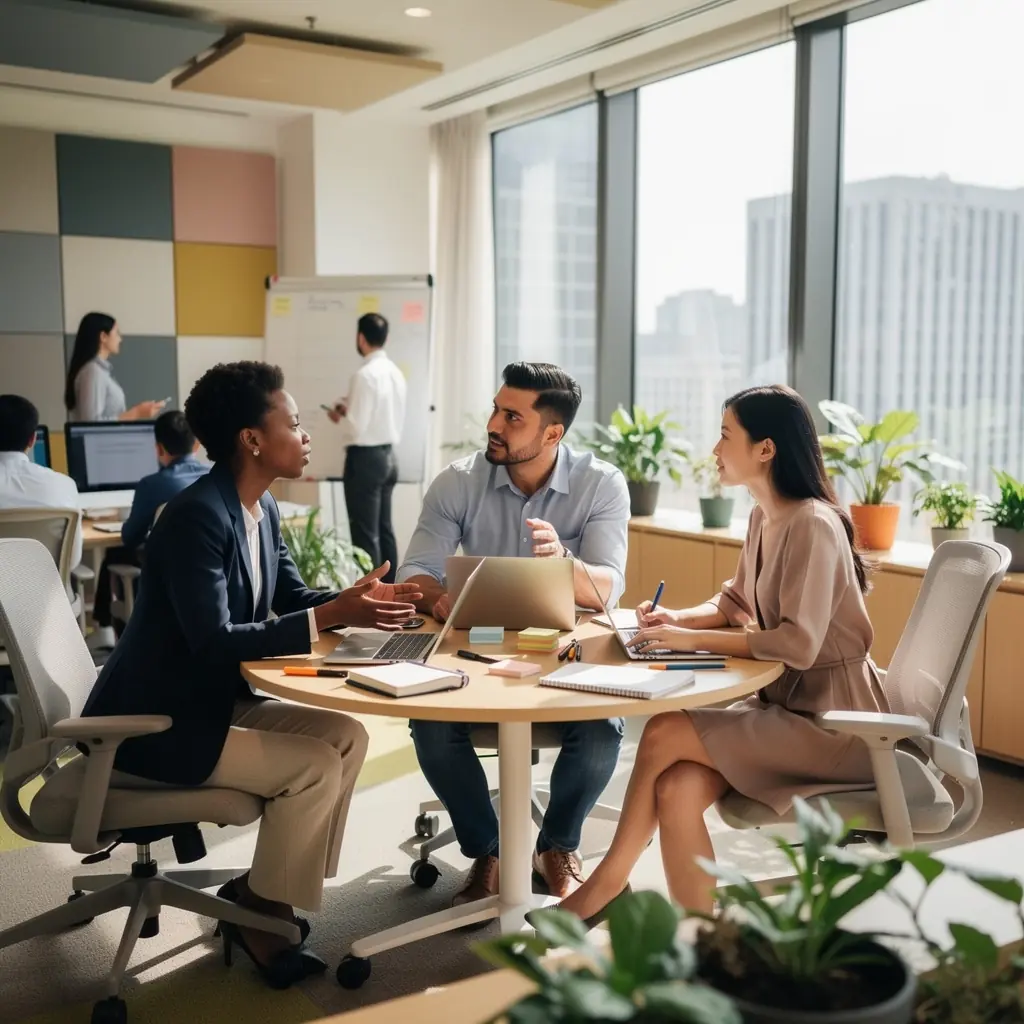 Кабинеты с индивидуальными рабочими местами и растениями для создания уюта.